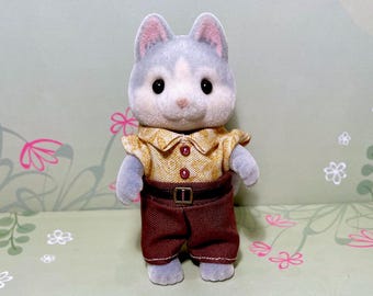 FATHER OUTFIT- Original Handmade Outfit for Calico Critters - Yellow and Brown!