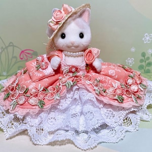 Robe mère ultra-luxe - Tenue originale faite main pour créatures en calicot - Rose chaud avec roses