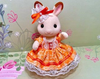 DRESS for MOTHER Calico Critters animal doll figure - Tempting tangerine!