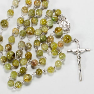 Green Garnet Catholic Men's Rosary Handmade with Green Garnet Stones and Sterling Silver Heirloom 5 Decade Rosaries, Custom Gift for Dad image 1