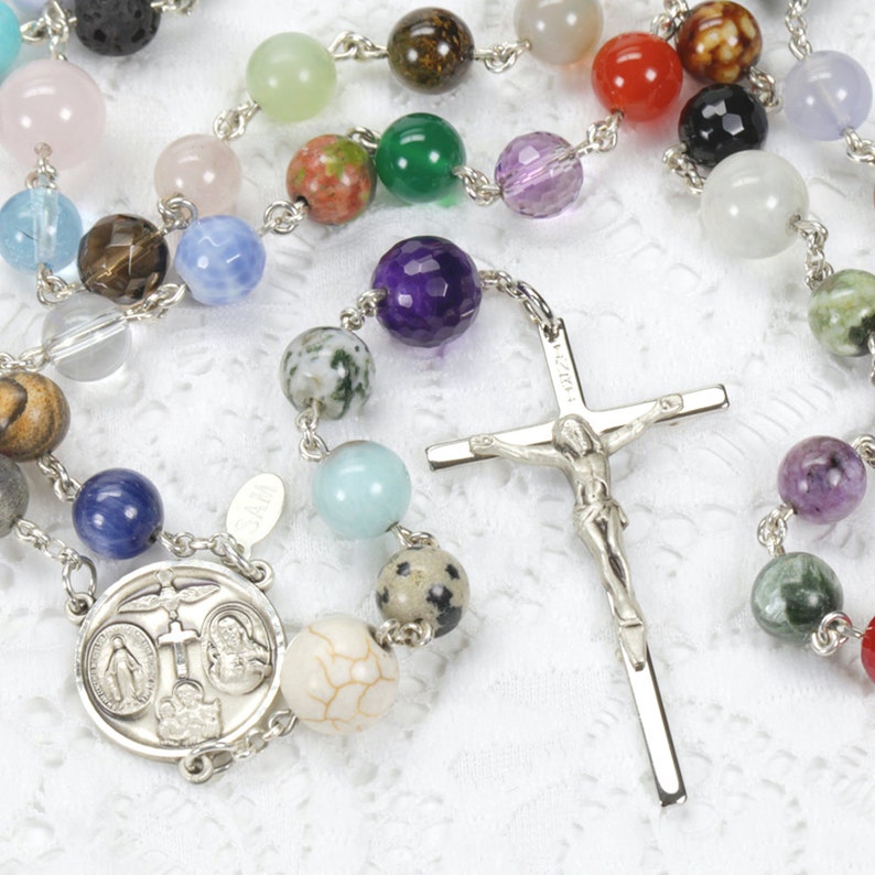Heirloom Catholic Rosary We Are One Body Semi-Precious Stones 59 Custom 8mm Beads Unique, Handmade Rosaries Gift for Men or Women image 5
