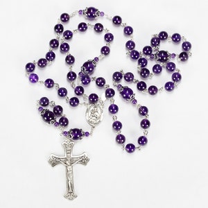 Amethyst Catholic Women's Rosary Bali Sterling Silver, Miraculous Medal, Gemstone Handmade, Heirloom, Custom Rosaries, Gift for Mom image 4