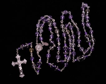 Ametrine, Amethyst Citrine, Rosary for Catholic Women - Handmade Gift, Sterling Silver, Miraculous, Crucifix - Custom Heirloom Rosaries