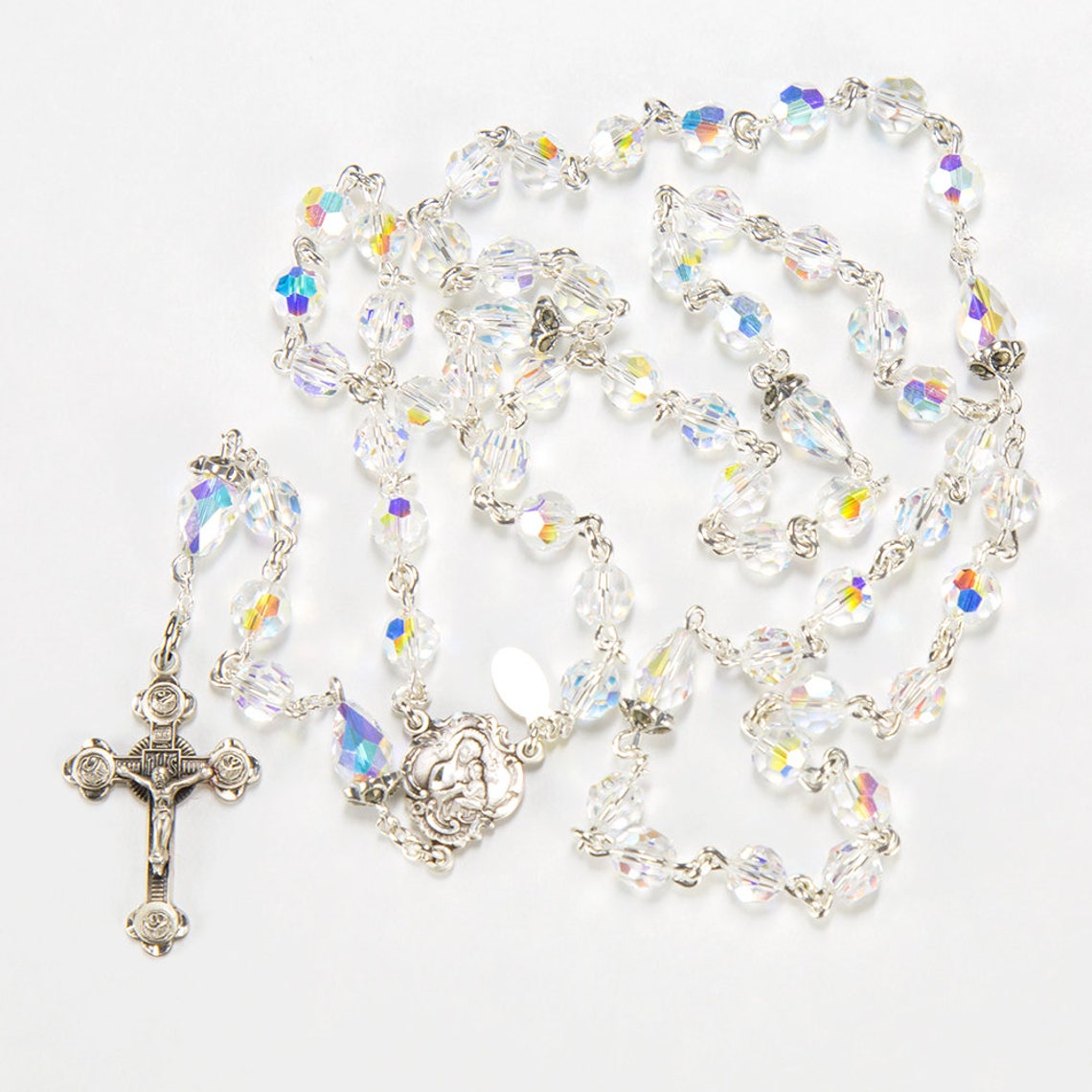 Aurora Borealis Swarovski Crystal First Communion Rosary - Etsy