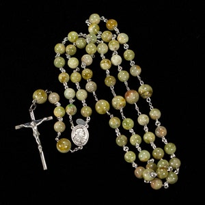 Green Garnet Catholic Men's Rosary Handmade with Green Garnet Stones and Sterling Silver Heirloom 5 Decade Rosaries, Custom Gift for Dad image 4