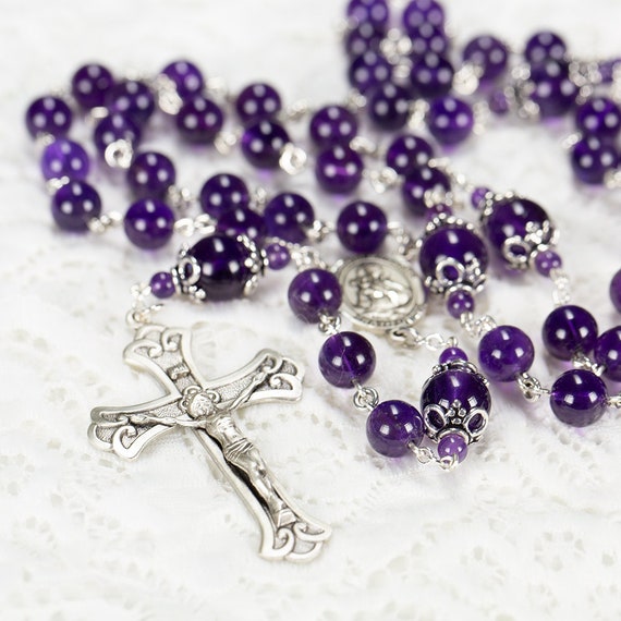 Amethyst Catholic Women's Rosary Bali Sterling Silver | Etsy