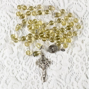 Lemon Quartz Catholic Rosary Handmade Gift, Marcasite Sterling Silver, Our Lady of Good Counsel Center Heirloom, Custom, Unique Rosaries image 3