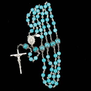 Amazonite Rosary Dainty Handmade Gift for Catholic Women & Children, Sterling Silver, Ornate Center Custom, Heirloom 5-Decade Rosaries image 5