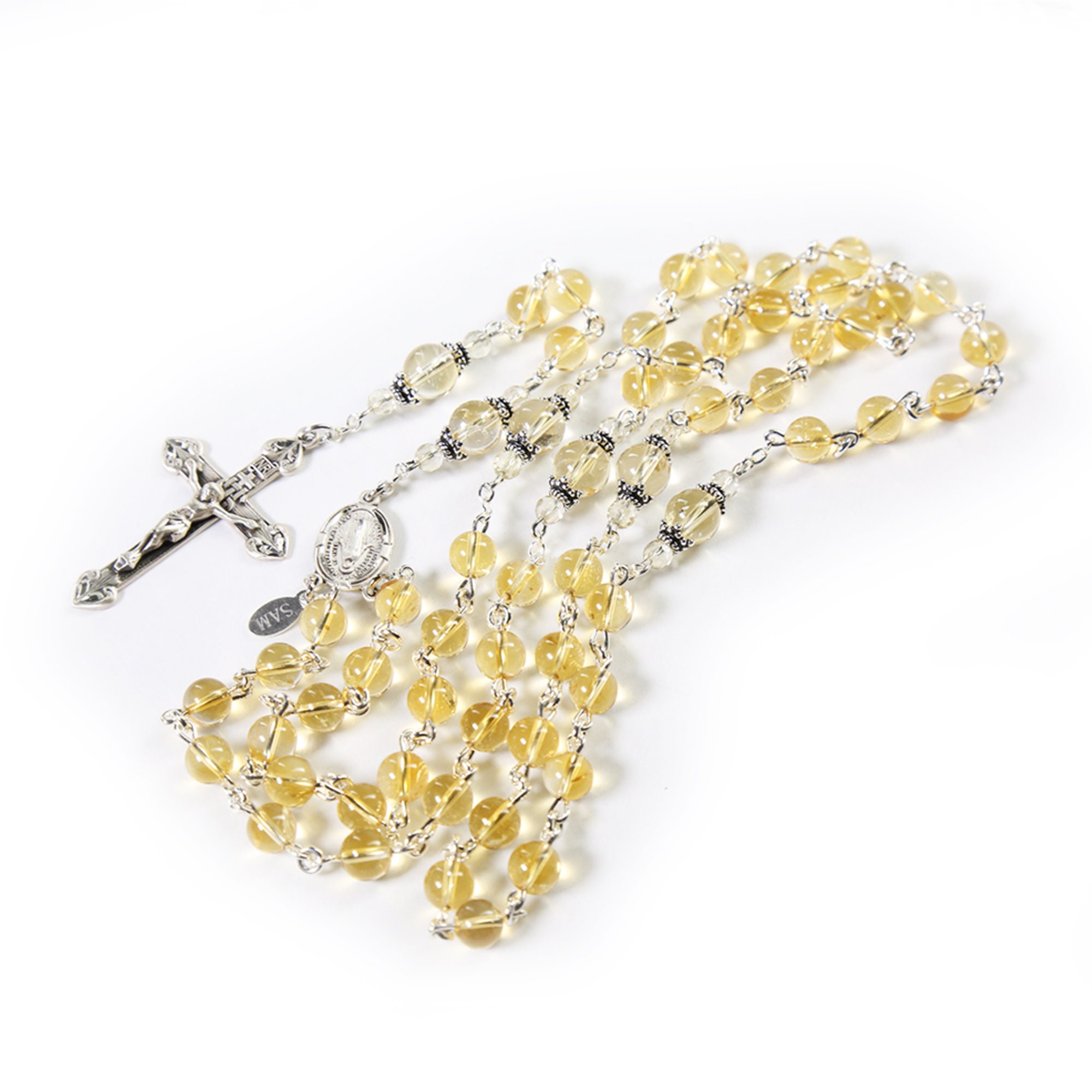 Yellow Quartz and Citrine Beaded Rosary Making Kit