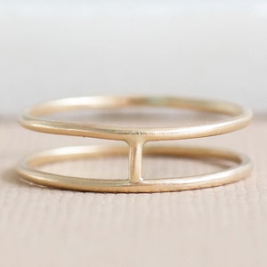 Gold Ring, Double Band Ring, Dainty Ring, Geometric Ring, Minimalist Ring, Solid Gold Ring, Gold Stacking Ring, 9ct Gold Ring, 9ct Gold Band