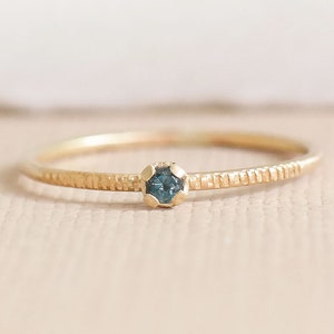 Gold Topaz Ring, Solid Gold Ring, Textured Blue Topaz Ring, Promise Ring, Dainty Gold Ring, 9ct Gold Ring, Birthstone Jewellery