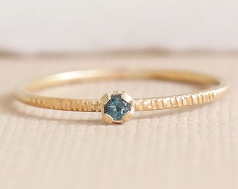 Gold Topaz Ring, Solid Gold Ring, Textured Blue Topaz Ring, Promise Ring, Dainty Gold Ring, 9ct Gold Ring, Birthstone Jewellery