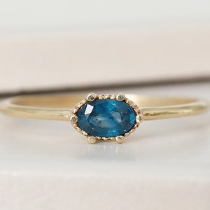 Solid Gold London Blue Topaz Ring, Natural Blue Topaz Engagement Ring, 9ct Blue Topaz Valentines Gift, November Birthstone Ring