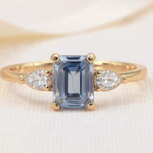 Solid 14k Gold Aquamarine Ring, Natural Aquamarine Pear Cut Gemstone, Minimalist Blue Gemstone Ring, Bridal Wedding Ring