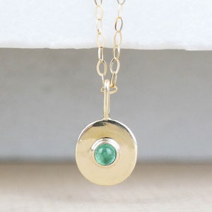 Gold Necklace, Emerald Necklace, Emerald Jewelry, Birthstone Necklace, Gold Emerald Necklace, 9ct Gold Pendant, Gemstone Necklace, Emerald image 1