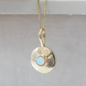 Solid Gold Opal Necklace, October Birthstone Jewelry, 14K Womens Dainty Opal Necklace, Layered Necklace
