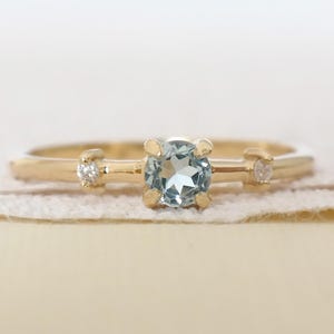 Natural Aquamarine Solitaire Ring, Solid Gold Ring For Women, Handmade Engagement Ring, Bridal Anniversary, Gifts For Her