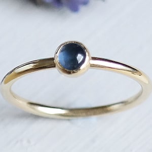 Solid Gold Sapphire Ring, Gold Sapphire Stacking Ring, Sapphire Engagement Ring, September Birthstone Ring, Sapphire Promise Ring