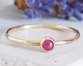Ruby Ring, Solid 9ct Gold Ruby Ring, Ruby Promise Ring, Natural Gemstone Ring, July Birthstone, Ruby Stacking Ring, 9ct Gold Band