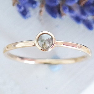 Solid Gold Ring, Grey Diamond Gold Ring, Salt Pepper Dainty Diamond Ring, Engagement Ring, Gold Stacking Ring, 9ct Gold Ring, Solitaire Ring