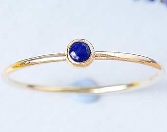 Gold Ring, Lapis Ring, Stacking Ring, Solid Gold Ring, Gemstone Ring, Dainty Gold Ring, Birthstone Ring, Stackable Ring, 9ct Gold Ring