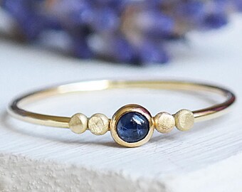 Solid Gold Sapphire Ring, Sapphire Stacking Ring, 9ct Gold Birthstone Ring, Genuine Sapphire Ring, Dainty Gold Ring, Minimalist Gold Ring