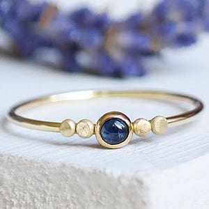 Solid Gold Sapphire Ring, Sapphire Stacking Ring, 9ct Gold Birthstone Ring, Genuine Sapphire Ring, Dainty Gold Ring, Minimalist Gold Ring