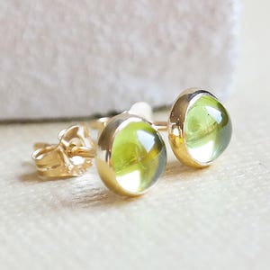 9k Yellow Gold Peridot Stud Earrings, 6mm Peridot Studd Earring, August Birthstone Earring, Gold Minimalist Stud Earring