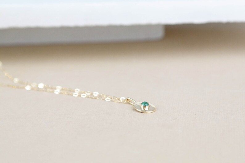 Gold Necklace, Emerald Necklace, Emerald Jewelry, Birthstone Necklace, Gold Emerald Necklace, 9ct Gold Pendant, Gemstone Necklace, Emerald image 6