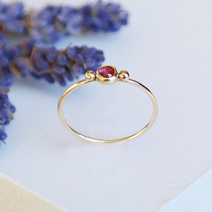 Gold Ruby Ring, Ruby Birthstone Ring, Dainty Thin Ring, Ruby Gemstone Ring, Solid Gold Ring, Stacking Rings, Gold Stacking Rings image 3