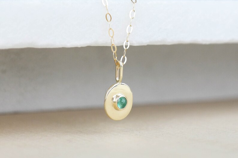 Gold Necklace, Emerald Necklace, Emerald Jewelry, Birthstone Necklace, Gold Emerald Necklace, 9ct Gold Pendant, Gemstone Necklace, Emerald image 5