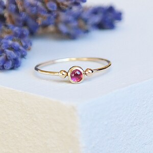 Gold Ruby Ring, Ruby Birthstone Ring, Dainty Thin Ring, Ruby Gemstone Ring, Solid Gold Ring, Stacking Rings, Gold Stacking Rings image 2