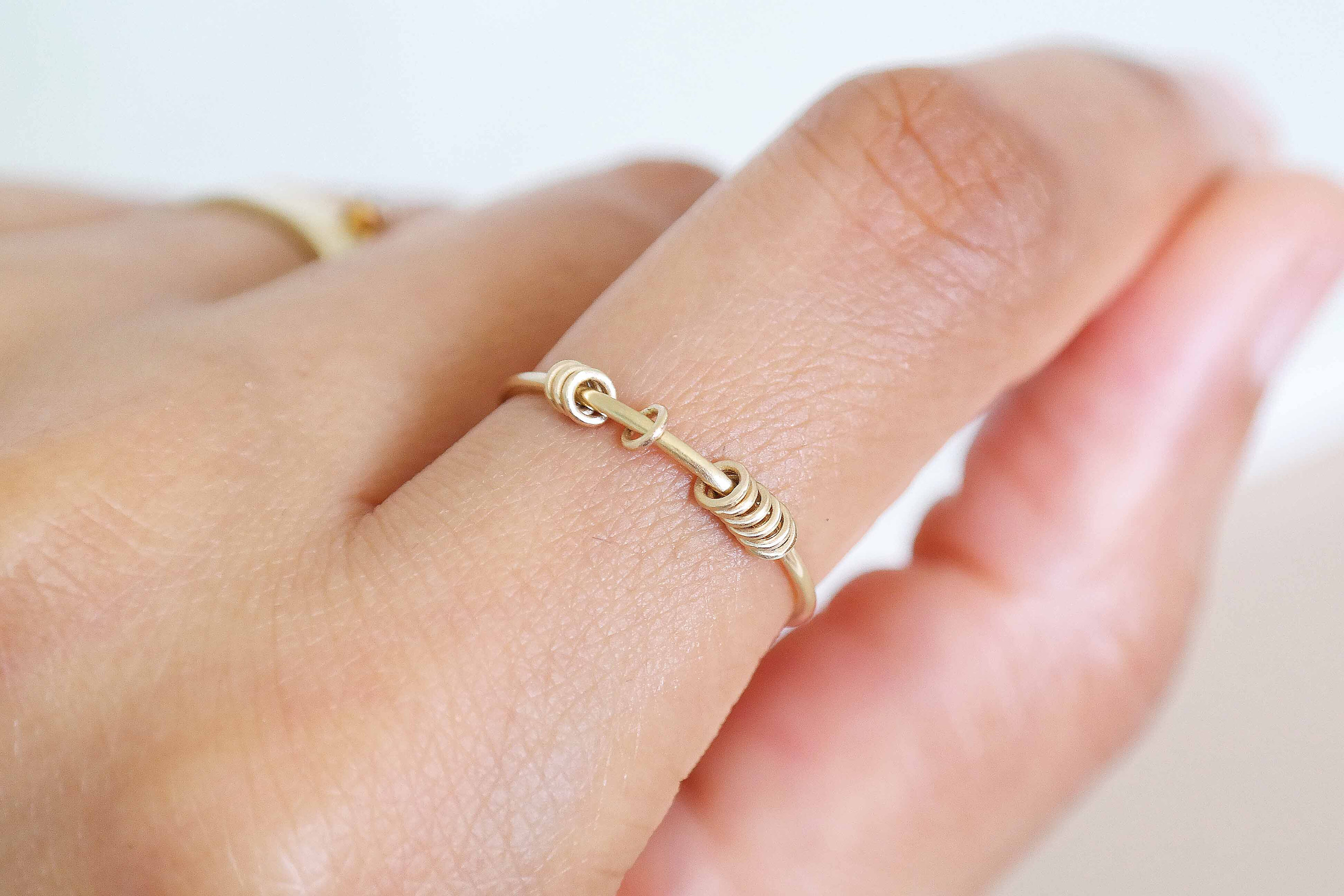 Solid Gold Spinning Ring Gold Fidget Ring Dainty Gold Etsy Australia