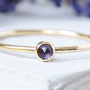 Gold Amethyst Ring, Amethyst Stacking Ring, Gold Promise Ring, Solid Gold Ring, 9ct Birthstone Ring, February Birthstone Ring
