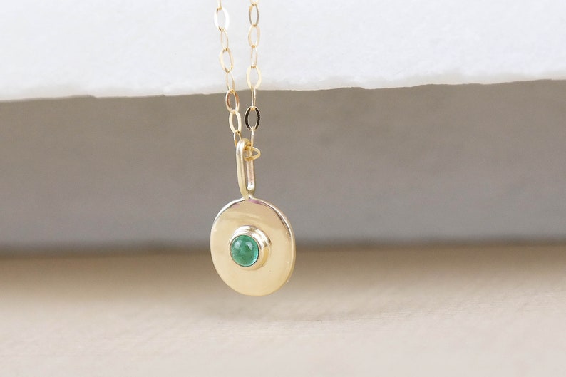 Gold Necklace, Emerald Necklace, Emerald Jewelry, Birthstone Necklace, Gold Emerald Necklace, 9ct Gold Pendant, Gemstone Necklace, Emerald image 3