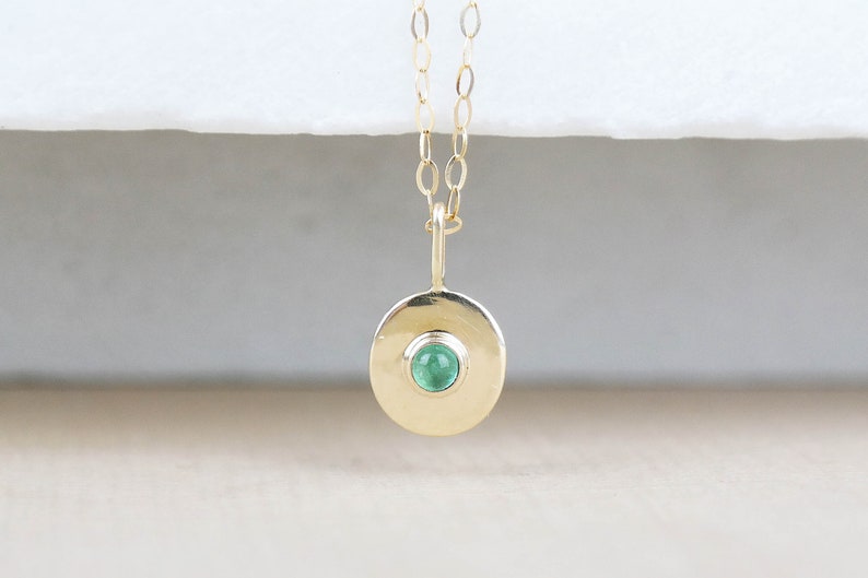 Gold Necklace, Emerald Necklace, Emerald Jewelry, Birthstone Necklace, Gold Emerald Necklace, 9ct Gold Pendant, Gemstone Necklace, Emerald image 1