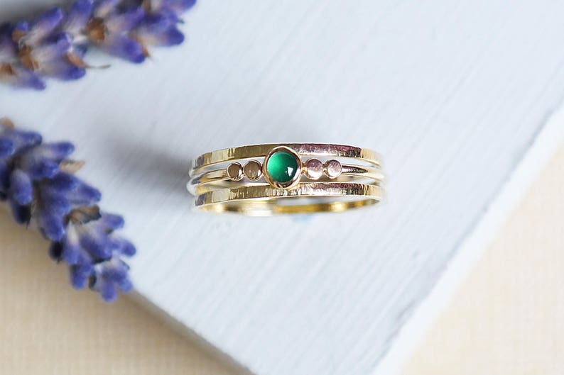 Emerald Ring, Gold Ring, Stacking Ring, Birthstone Ring, Solid Gold Ring, 9ct Gold Ring, Emerald Gold Ring, Stacking Ring, Dainty Gold Ring image 1