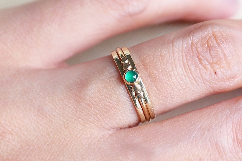 Emerald Ring, Gold Ring, Stacking Ring, Birthstone Ring, Solid Gold Ring, 9ct Gold Ring, Emerald Gold Ring, Stacking Ring, Dainty Gold Ring image 2