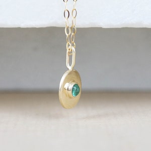 Gold Necklace, Emerald Necklace, Emerald Jewelry, Birthstone Necklace, Gold Emerald Necklace, 9ct Gold Pendant, Gemstone Necklace, Emerald image 4