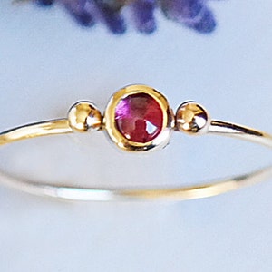 Gold Ruby Ring, Ruby Birthstone Ring, Dainty Thin Ring, Ruby Gemstone Ring, Solid Gold Ring, Stacking Rings, Gold Stacking Rings image 1