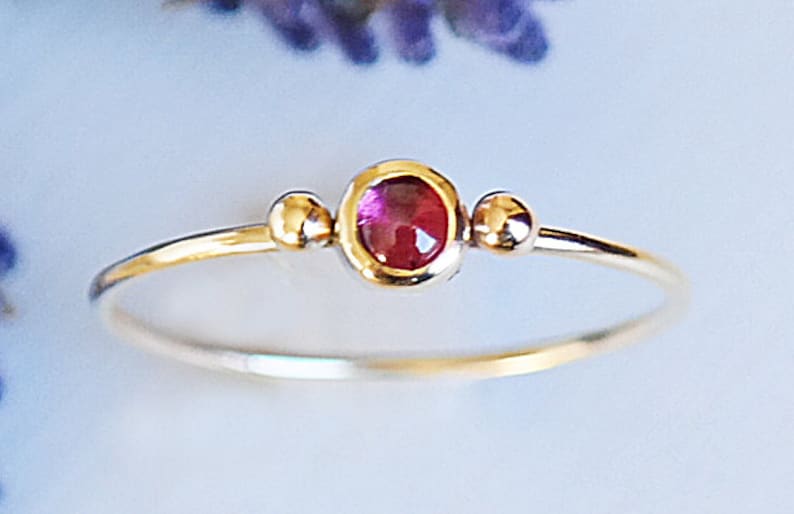 Gold Ruby Ring, Ruby Birthstone Ring, Dainty Thin Ring, Ruby Gemstone Ring, Solid Gold Ring, Stacking Rings, Gold Stacking Rings image 1