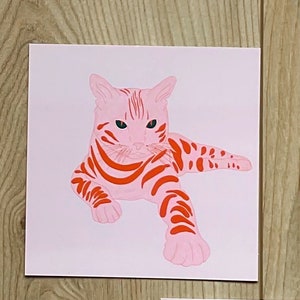 Print illustration carrée Cat Peachtober 21