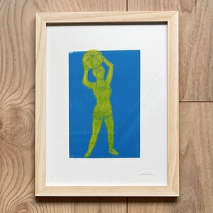 Linogravure baigneuse rétro