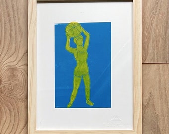 Retro Bather Linocut