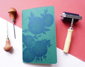 Moleskine wild flowers notebook 13 x 21 cm linocut myrtle green cover