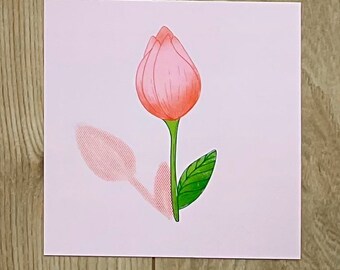 Print square illustration tulip Peachtober 21