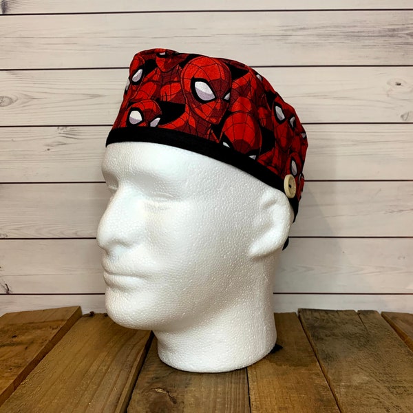 Casquette de gommage chirurgical boutonnée faite à la main pour les masques Spiderman Options