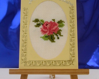 Happy birthday hand embroidered Rosebud
