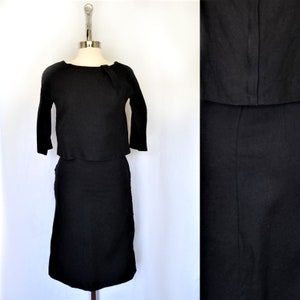 1950&#39;s Black Pencil Skirt and Top Set - hi-waisted pencil skirt retro vintage wiggle dress- LBD funeral memorial winter fall outfit ensemble