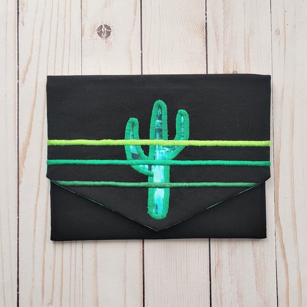Hip Pack Pouch Fanny Pack | Saguaro Cactus Desert, neon embroidered versatile purse Magnetic snaps | envelope clutch Festival bag | Green